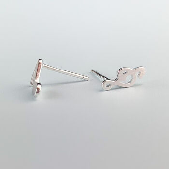 Sterling Silver Asymmetrical Music Note Stud Earrings, 4 of 6