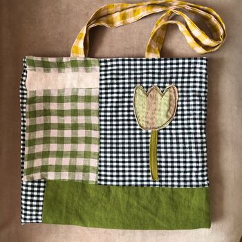 Linen And Cotton Patchwork Tote, 9 of 12