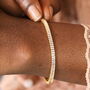 Baguette Crystal Tennis Bracelet In Gold Plating, thumbnail 1 of 4