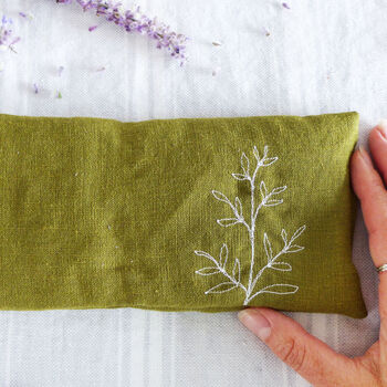 Embroidered Leaves Lavender Eye Pillow, 3 of 4