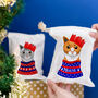 Personalised Party Cat Christmas Treat Gift Bag, thumbnail 4 of 4