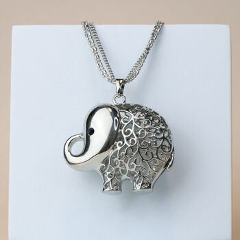 Rose Gold Large Elephant Shaker Pendant Necklace, 2 of 3