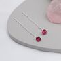Ruby Red Cz Crystal Threader Earrings Sterling Silver, thumbnail 7 of 11