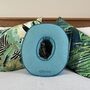 Embroidered Letter Cushion In Teal, thumbnail 1 of 5