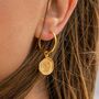 Palma Hamsa Hand Gold Hoop Earrings, thumbnail 2 of 5