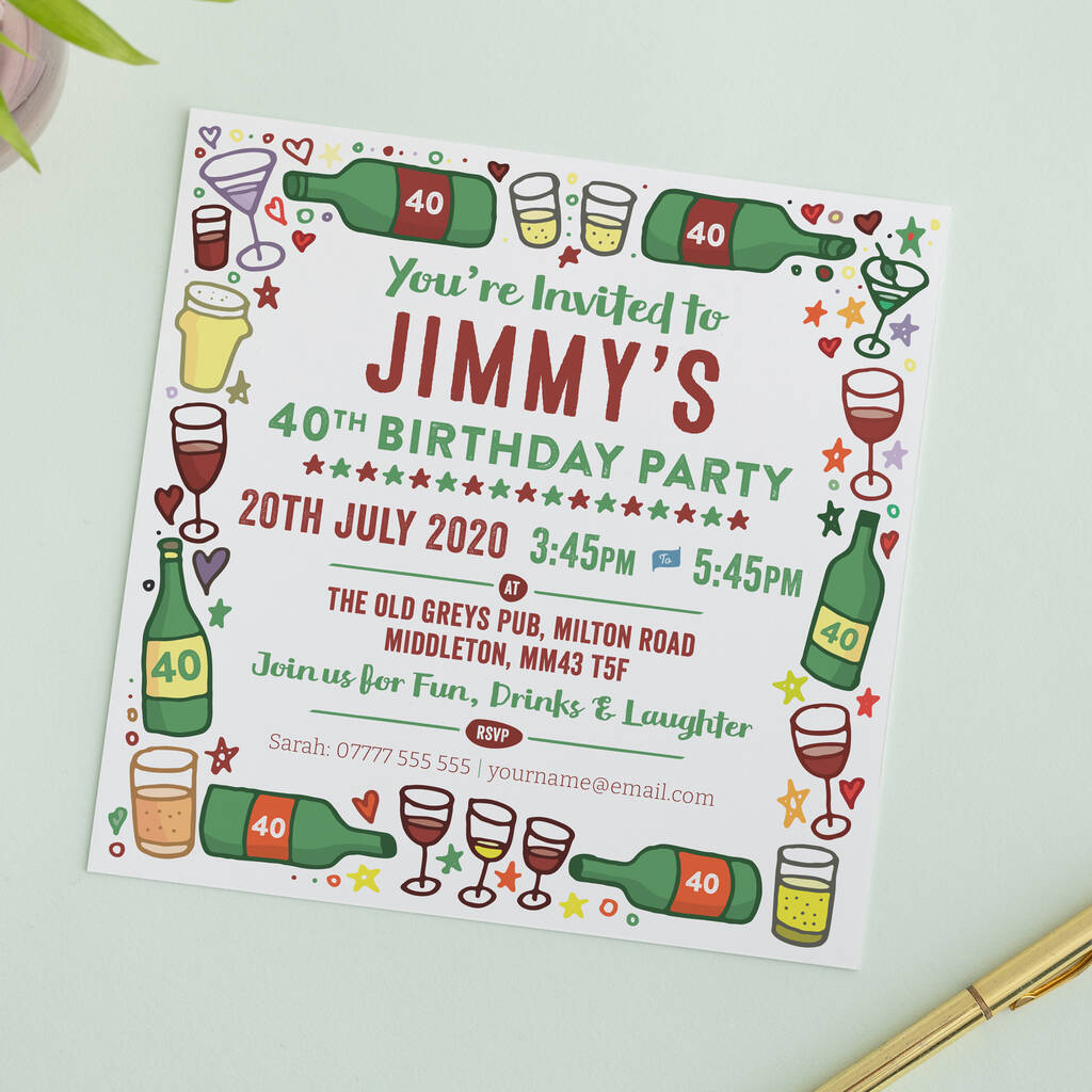 'Wine, Beer And Drinks' Personalised Party Invitations, 1 of 3