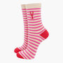 Striped Embroiderd Lobster Ankle Socks Women's Pink, thumbnail 1 of 3