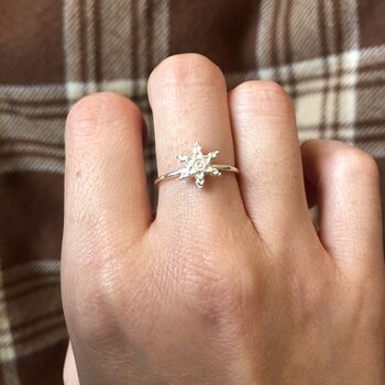 Sterling Silver Snowflake Ring, 3 of 11