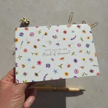 Pressed Wildflowers Will You Be My Bridesmaid Card, 4 of 11