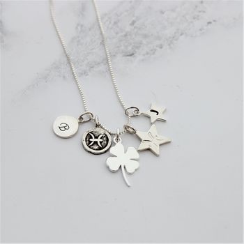 Personalised Good Luck Charm With Birthstones Necklace, 8 of 12