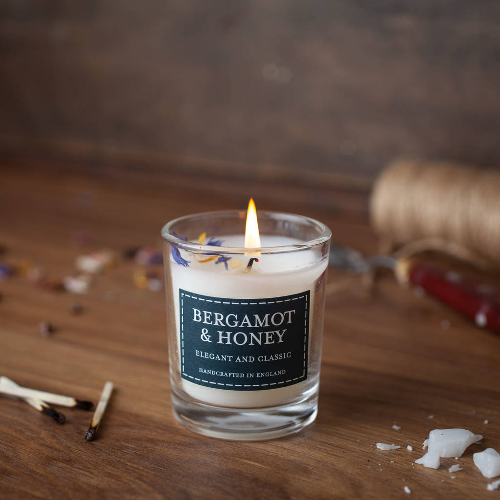 Scented Glass Candles With Petals 20 Hour Burn Time By The Country