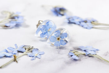 Forget Me Not Tear Drop Sterling Silver Earrings, 3 of 5