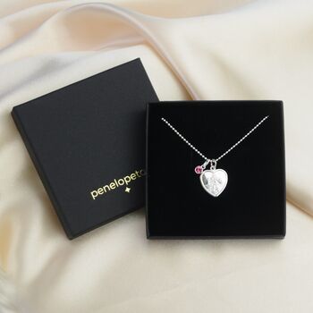 Personalised Girl's St. Christopher Heart Birthstone Necklace, 8 of 9