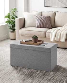 Light Grey Padded Storage Ottoman With Flip Up Lid, 3 of 7