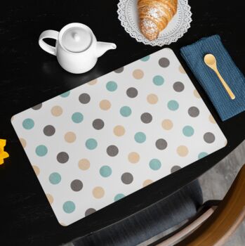 Placemats Featuring Blue And Grey Polka Dots, 2 of 2