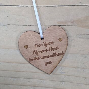 'Five Years…Life Without You' Hanging Heart And Card, 2 of 2