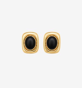 Enso Black Onyx And Gold Stud Earrings, 3 of 5