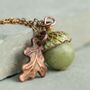 Moss Green Small Olive Acorn Necklace, thumbnail 1 of 9