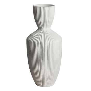 Crisp White Ridged Vase, 5 of 7