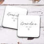 Set Of Two Coasters 'Grandma And Grandad Established', thumbnail 1 of 3