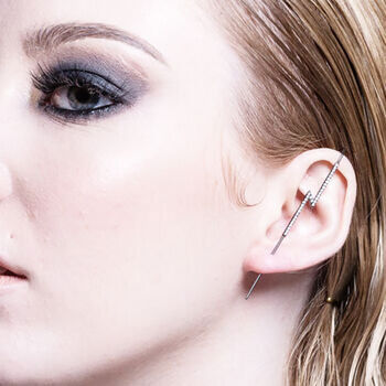 White Topaz Sterling Silver Lightning Bolt Earrings, 3 of 7