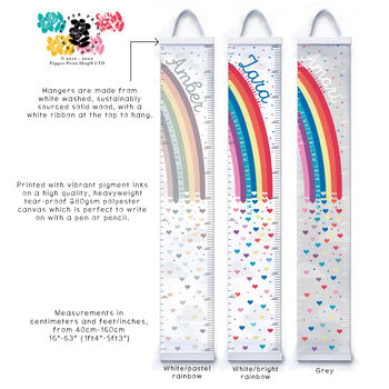 Personalised Rainbow Canvas Height Chart, 4 of 9