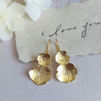 Statement Pressed Flower Earrings Gold Plated, 6 of 12
