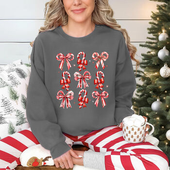 Candy Cane Bows Christmas Jumper, 2 of 7
