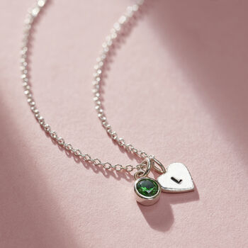 Birthstone And Initial Heart Charm Necklace, 5 of 9