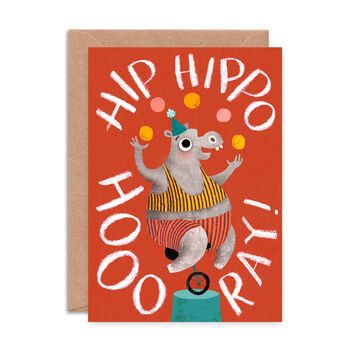 'Hip Hippo Hooray' Birthday Card, 2 of 2