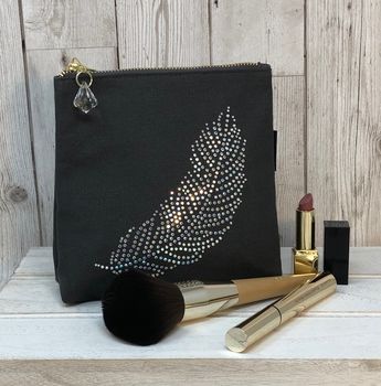 Feather Sparkly Make Up Bag, 2 of 4