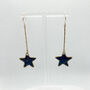 Minimal Festive Drop Navy Star Earrings, thumbnail 6 of 8