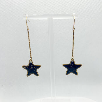 Minimal Festive Drop Navy Star Earrings, 6 of 8