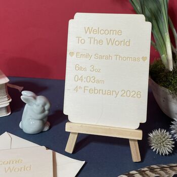 Personalised Wooden New Baby Keepsake Plaque, 9 of 9