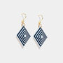 Blue And Navy Geometric Diamond Shaped Earrings, thumbnail 4 of 6