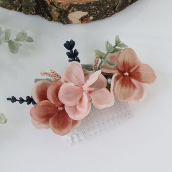 Blush Pink And Peach Bridal Flower Hair Comb, 5 of 10