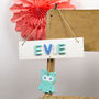Personalised Children's Name Sign Door Plaque With Owl, thumbnail 1 of 5