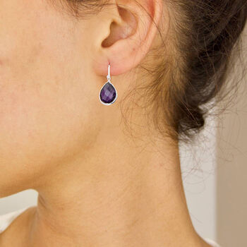Semi Precious Birthstone Teardrop Earrings, 4 of 10