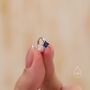 Sterling Silver Sapphire Blue Cz Crystal Huggie Hoop, thumbnail 3 of 11