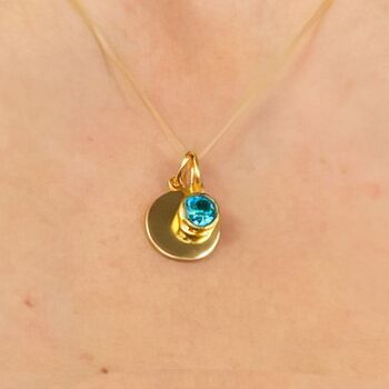 Yellow Gold Plated December Blue Topaz Birthstone Necklace, 3 of 12