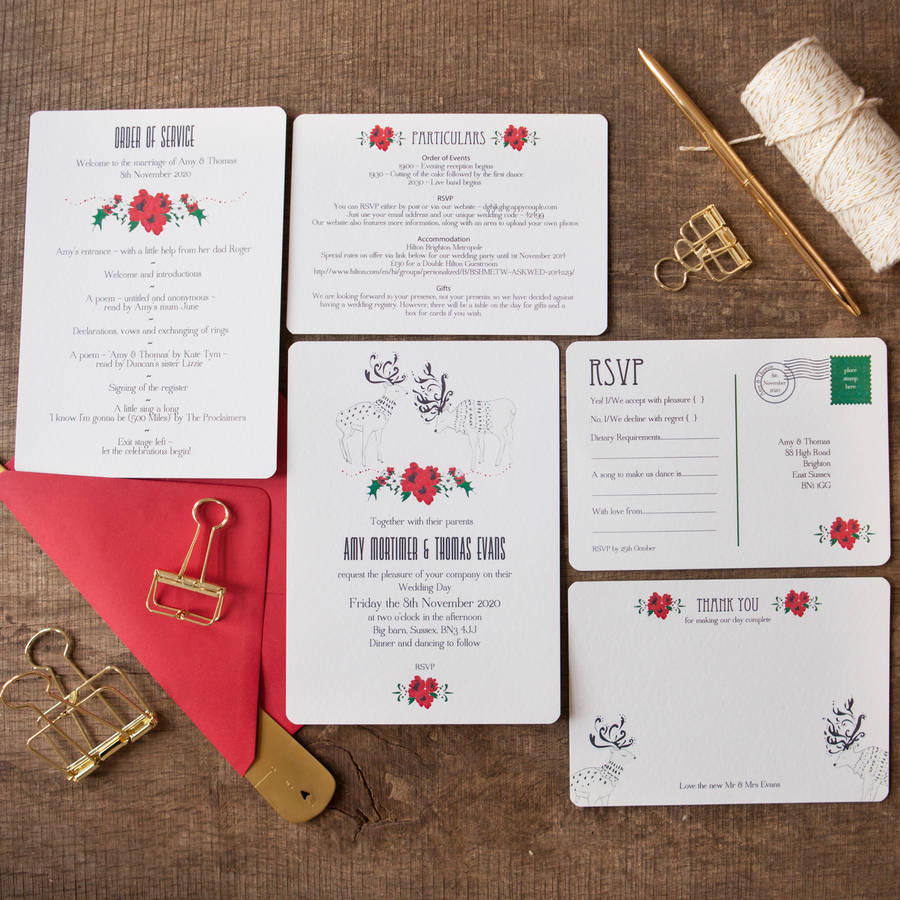 Wintry Reindeer Wedding Stationery, 1 of 11