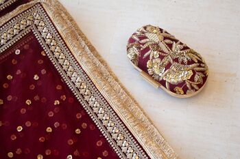 Aarshi Maroon Bridal Net Dupatta, 10 of 11