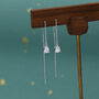 Sterling Silver Cz Droplet Threader Earrings, thumbnail 3 of 11