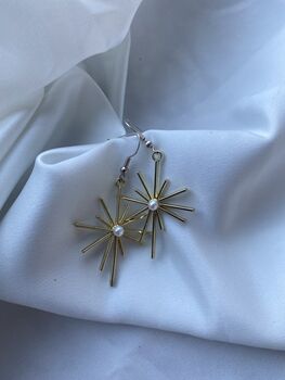 Gold Celestial Statement Bridal Earrings, 2 of 6