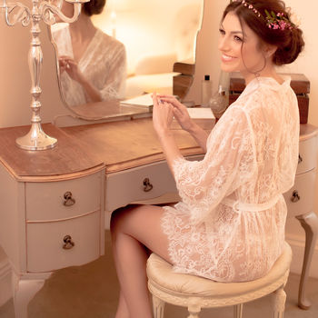 Bridal White Lace Dressing Gown, 2 of 7