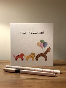 Safari Animal Time To Celebrate Birthday Card, 2 of 2