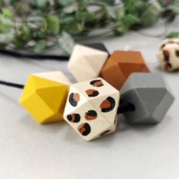 Leopard, Brown And Grey Geometric Necklace, 2 of 7