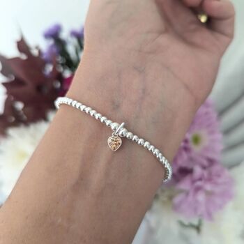 Sterling Silver November Topaz Heart Birthstone Bracelet, 2 of 11