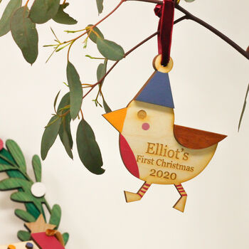 Personalised Wooden Robin Tree Decoration, 4 of 4