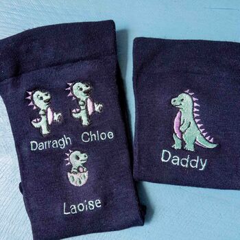 Personalised Dinosaur Socks Gift For Dad, 5 of 7